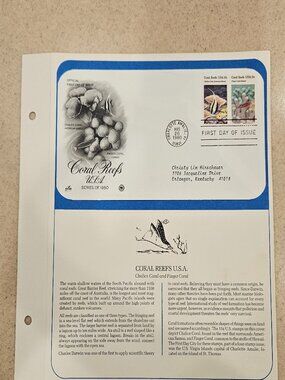 RARE COLLECTIBLE USPS 1ST DAY ISSUE COVER CORAL REEFS USA STAMP ENVELOPE FDC
